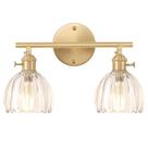 Luz de parede de banheiro Shenmoyl 2-Light Brass Clear Glass