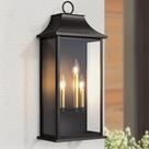 Luz de parede externa Lawyettle 63 cm 3 luzes preta impermeável