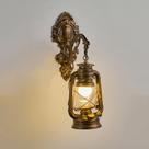 Luz de parede, lanterna vintage, bronze antigo, vidro, ferro, 45 cm