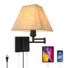 Luz de parede PULLCU Swing Arm com porta USB e tomada reguláveis