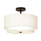 Luz de teto CALOKES 41 cm, tambor duplo, 3 luzes, tecido branco