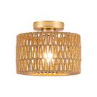 Luz de teto de vime Rpzloila D25x20cm com acabamento dourado