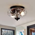 Luz de teto EDISLIVE Modern 2 luzes de vidro martelado 26cm Luz de teto EDISLIVE Modern 2 luzes de vidro martelado 26cm