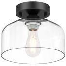 Luz de teto LACCEN Semi Flush Mount Clear Glass Matte Black