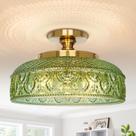 Luz de teto Lamomo Semi Flush 31x20x12cm verde de 3 lâmpadas