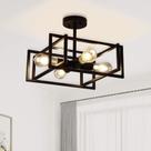 Luz de teto Minyuco 38cm 4-Light Black Industrial 110V Luz de teto Minyuco 38cm 4-Light Black Industrial 110V