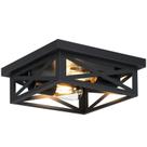 Luz de teto SKEJAO Black Flush Mount Square 2-Light