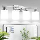 Luz de Tocador de 4 Luces MOKATNG con Pantalla Blanca Lechosa en Cromo
