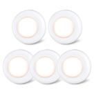 Luz LED de toque STAR-SPANGLED 7 cm mini branco quente, kit com 5 unidades