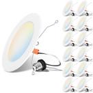 Luz LED embutida LVWIT 6" 10W regulável 5CCT, pacote com 12