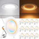 Luz LED embutida Sunco 6", pacote com 12 unidades, regulável, selecionável, CCT