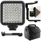Luz LED para foto e vídeo + Suporte de flash + Estojo + Kit de limpeza
