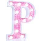 Luz Letra P Marquee LED Rosa Claro a Batería Pooqla
