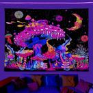 Luz negra UV de cogumelo fluorescente para tapeçaria para pendurar na parede