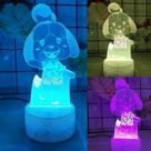 Luz noturna 3D de Animal Crossing, desenho animado de 16 cor