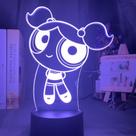 Luz noturna 3D LED Powerpuff Girls Bubbles que muda de cor Luz noturna 3D LED Powerpuff Girls Bubbles que muda de cor