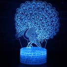 Luz noturna 3D Peacock Creative Colorful LED Touch 5V