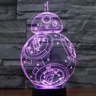 Luz noturna BB8 LED 3D que muda de cor para crianças com acrílico