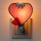 Luz noturna KY & BOSAM Pink Heart Vitral com interruptor