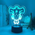 Luz noturna LED 3D Black Clovers Skulls Deers Heads Color C