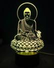 Luz noturna LED 3D Bodhisattvas Shakyamunis Estátuas de Budas