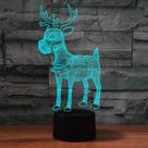 Luz noturna, LED 3D, cervos de Natal, mudança de cor para crianças