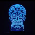 Luz noturna LED 3D com mudança de cor de caveiras para crianças com base Luz noturna LED 3D com mudança de cor de caveiras para crianças com base