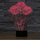 Luz noturna LED 3D, dia dos namorados, rosas, mudança de cor