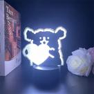 Luz noturna, LED 3D, malteses que mudam de cor para crianças com base