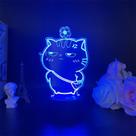 Luz noturna LED 3D para gatos fofos com flores mudando de cor