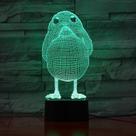 Luz noturna, LED 3D, pássaros que mudam de cor para crianças com base