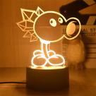Luz noturna LED 3D Plants vs Zombies Snow Peas que muda de cor