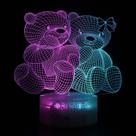 Luz noturna, LED 3D, ursos que mudam de cor para crianças com base