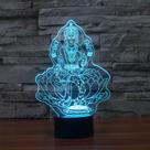 Luz noturna LED, estátua de Buda 3D, mudança de cor de Guanyin