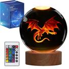 Luz noturna POSSHE Dragon 3D Lâmpada 80mm K9 Crystal com controle remoto