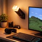 Luz Noturna Tocha Minecraft LED Recarregável 500mAh 3 Modos Iluminação Ambiente Parede Gamer TOCHA-M