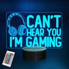 Luz noturna YuanDian Can't Hear You I'm Gaming 3D Illusion Lamp