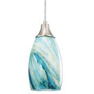 Luz pendente: vidro de arte carifina, azul soprado, misturando amarelo