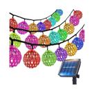 Luz Solar Em Cordão Com Bolas Marroquinas 50/30/20 LED, 8 Modos Para Iluminação De Jardim, Cerca,