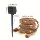 Luz Solar Retro De Corda De Cânhamo Com 50 LEDs, 8 Modos, À Prova d'Água, Lâmpada De Fada Para