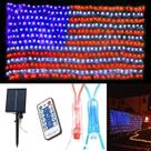 Luzes de bandeira americana movidas a energia solar FUNIAO 420 LED Luzes de bandeira americana movidas a energia solar FUNIAO 420 LED