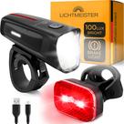 Luzes de bicicleta LICHTMEISTER 100 Lux 2000mAh USB-C recarregáveis