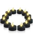 Luzes de chá LED Finecombuy 12 peças de glitter preto com temporizador