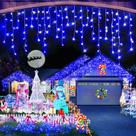 Luzes de corda ao ar livre Heceltt 50m 1600 LED azul impermeável