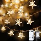 Luzes de corda JOLYMOLY 18 m, 100% LED, impermeável, branco quente, 110V
