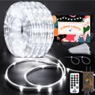 Luzes de corda KNONEW, 164 pés, 1000 LED, impermeáveis, 8 modos (branco frio)
