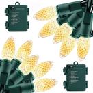Luzes de corda operadas por bateria Luzes de corda LED C3 de 18 pés e 50 pés, luzes de Natal, luzes de corda alimentadas por bateria para decoração de festa de guirlandas de árvores de Natal internas e externas, impermeáveis, brancas quentes, pacote com 2
