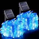 Luzes de corda solares YEGUO 2x10m 200 LED impermeáveis ao ar livre