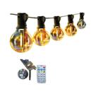 Luzes De Cordão Solares Para Exterior LED Com Lâmpadas Globo Inquebráveis, Controle Remoto, IP65 À