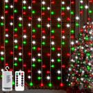 Luzes de cortina de Natal echosari Vermelho Branco Verde 300 LED